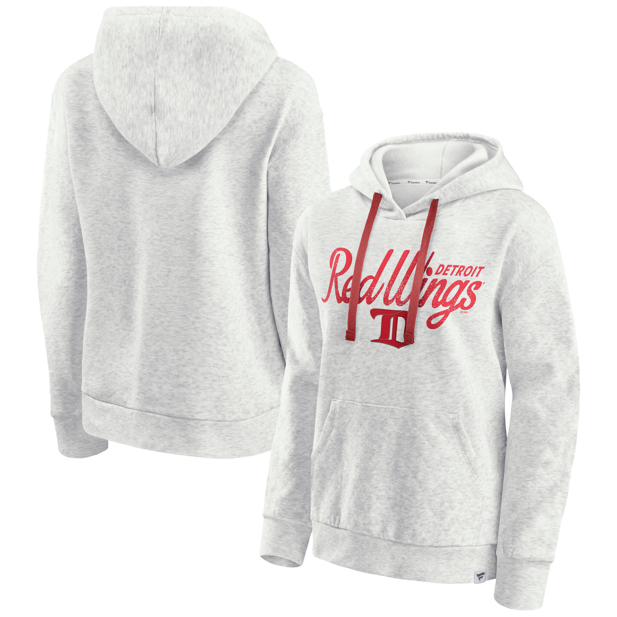 Women's Fanatics Oatmeal Detroit Red Wings True Classics Quilted Pullover Hoodie